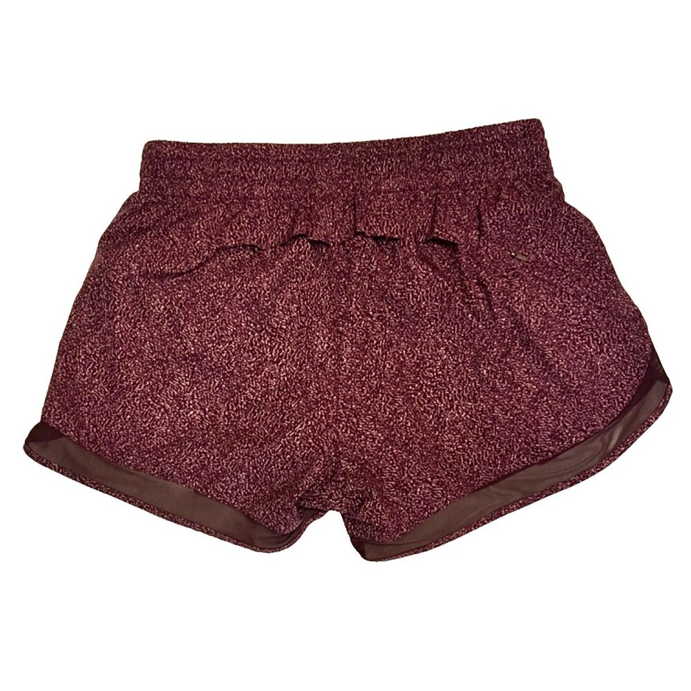 ATHLETA Purple Violet Static Printed Mesh Racer Run Shorts 4" Zip Pocket Small - Picture 5 of 11